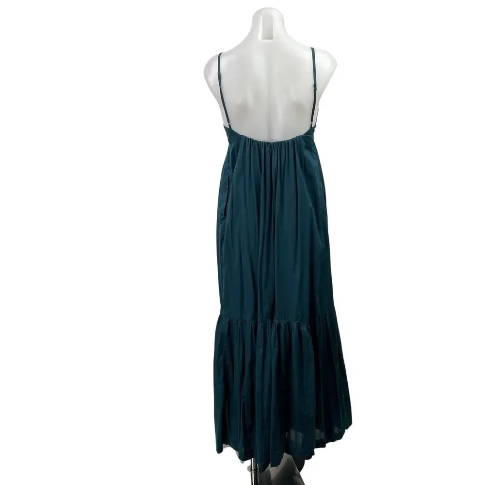 Abercrombie & Fitch Blue Sleeveless Pleated Cami Tiered A Line Maxi Dress Size S